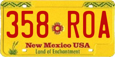 NM license plate 358ROA