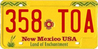 NM license plate 358TOA