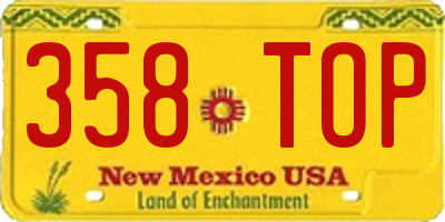 NM license plate 358TOP