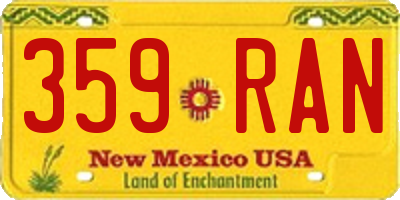 NM license plate 359RAN