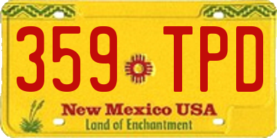 NM license plate 359TPD