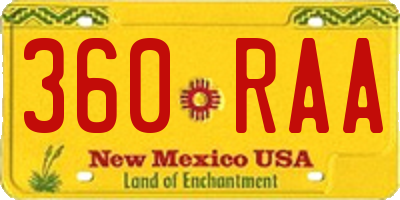 NM license plate 360RAA