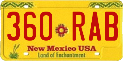 NM license plate 360RAB