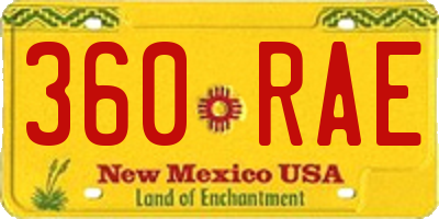 NM license plate 360RAE