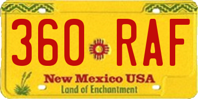 NM license plate 360RAF