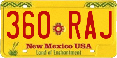 NM license plate 360RAJ