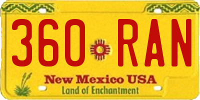 NM license plate 360RAN