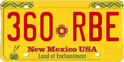 NM license plate 360RBE