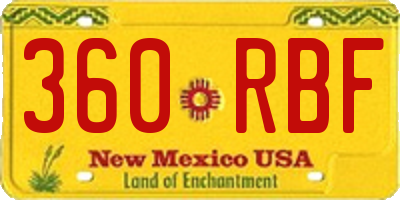 NM license plate 360RBF