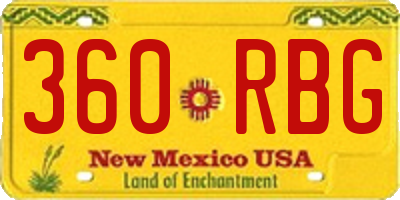 NM license plate 360RBG