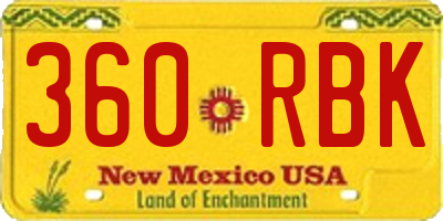 NM license plate 360RBK