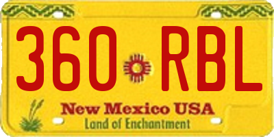 NM license plate 360RBL