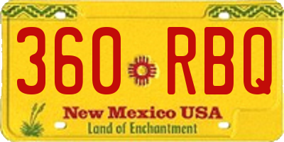 NM license plate 360RBQ