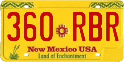NM license plate 360RBR