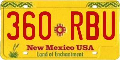 NM license plate 360RBU