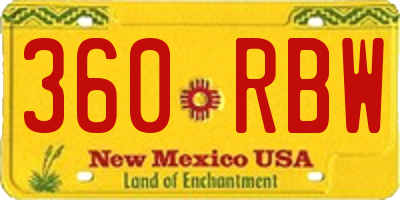 NM license plate 360RBW