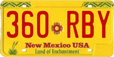 NM license plate 360RBY