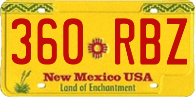 NM license plate 360RBZ