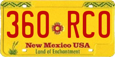 NM license plate 360RCO