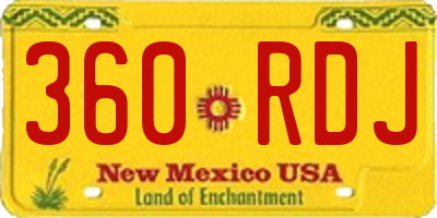 NM license plate 360RDJ