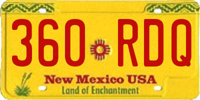 NM license plate 360RDQ