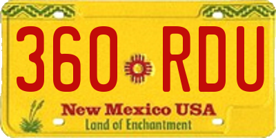 NM license plate 360RDU