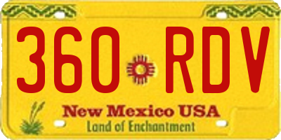 NM license plate 360RDV