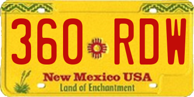NM license plate 360RDW