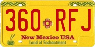NM license plate 360RFJ