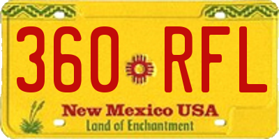NM license plate 360RFL