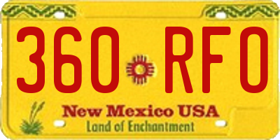 NM license plate 360RFO