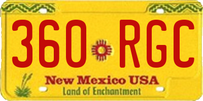 NM license plate 360RGC