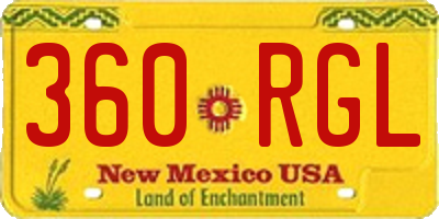 NM license plate 360RGL