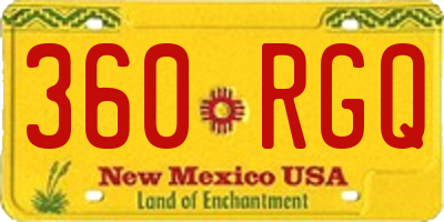 NM license plate 360RGQ
