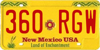 NM license plate 360RGW