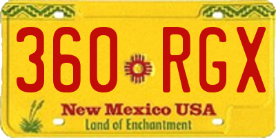 NM license plate 360RGX