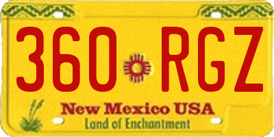 NM license plate 360RGZ