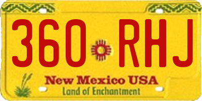 NM license plate 360RHJ