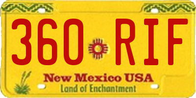 NM license plate 360RIF