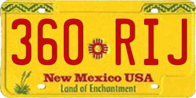 NM license plate 360RIJ