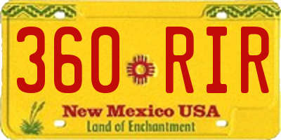 NM license plate 360RIR