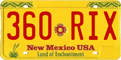 NM license plate 360RIX