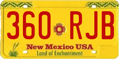NM license plate 360RJB