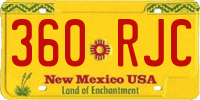 NM license plate 360RJC