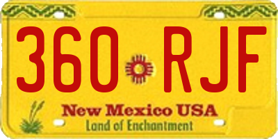 NM license plate 360RJF