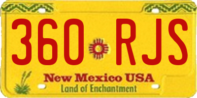 NM license plate 360RJS