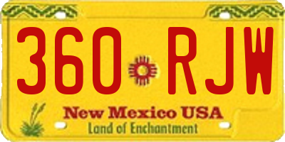 NM license plate 360RJW