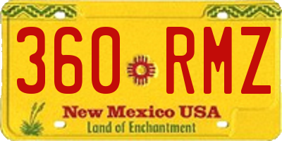 NM license plate 360RMZ