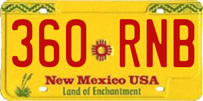 NM license plate 360RNB