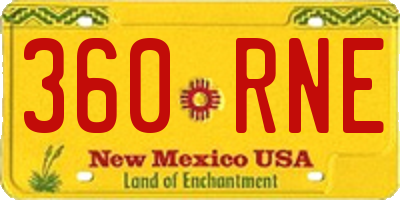 NM license plate 360RNE